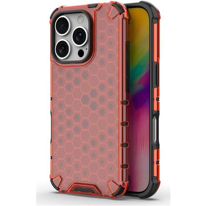 Mobigear Honeycomb iPhone 16 Pro Max Kova Suojakuori Iskunkestävä - Punainen