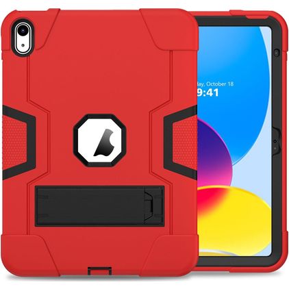 Mobigear ShieldStand iPad 11 (2025) Plastica rigida / Silicone Back cover + Supporto - Nero / Rosso