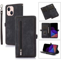 Mobigear Zipper iPhone 14 Plus Pungetui med Seddelrum - Sort