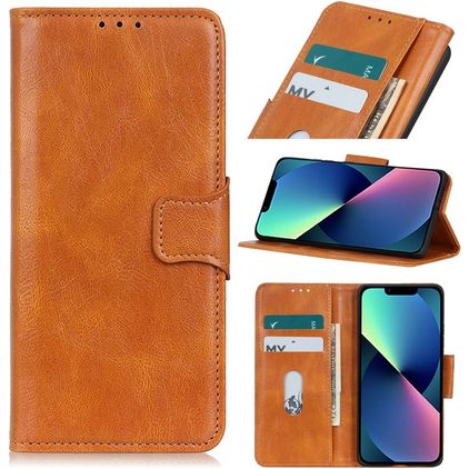 Mobigear Classy iPhone 14 Plus Plånboksfodral med sedelfack - Konjak