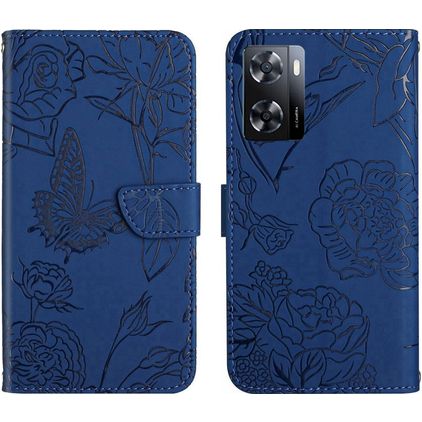 Mobigear Butterfly Realme Narzo 50 5G Knížkové pouzdro Peněženka - Modrá