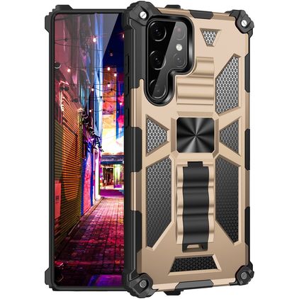 Mobigear Armor Stand Samsung Galaxy S22 Ultra Hard Case Back cover Shockproof with Stand - Gold