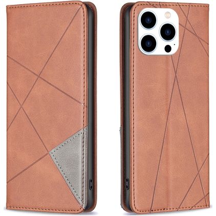 Mobigear Rhombus Slim iPhone 16 Pro Max Cover a libro - Marrone