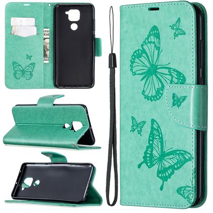 Mobigear Butterfly Xiaomi Redmi Note 9 Funda tipo libro Cartera - Turquesa