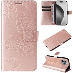 Mobigear Butterfly iPhone 16 Pro Max Lompakkokotelo + Setelitasku - Ruusukulta