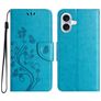 Mobigear Flowers iPhone 16 Funda tipo libro Cartera - Azul