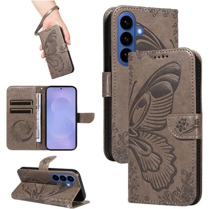 Mobigear Butterfly Samsung Galaxy S26 Plus Cover a libro portafoglio - Grigio
