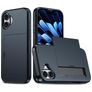 Mobigear Card iPhone 18 Tvrdý plast Zadní kryt odolný proti nárazům s kapsou na karty - Modrá