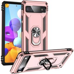 Mobigear Armor Ring Google Pixel 6a Hardcase Etui plecki Wstrząsoodporne z pierścieniem - Różowe złoto