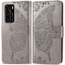 Mobigear Butterfly Huawei P40 Plånboksfodral med sedelfack - Grå