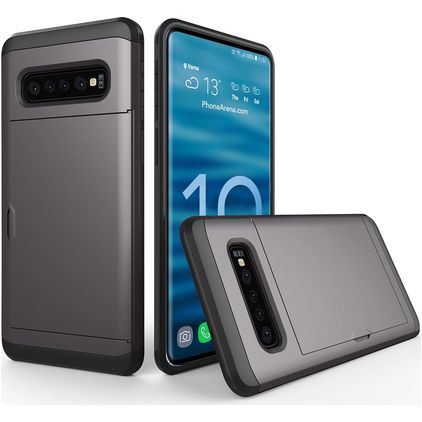 Mobigear Card Samsung Galaxy S10 Plus Hard Case Back cover Shockproof with Card Holder - Grey