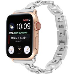 Mobigear Paris Bracelete Aço inoxidável Fecho borboleta para Apple Watch - 42/41/40/38 mm - Prateado