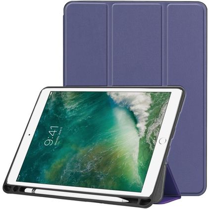 Mobigear Tri-Fold Gel iPad Pro 10.5 Inch (2017) TPU / Leatherette Wallet case + Stylus Holder - Dark Blue