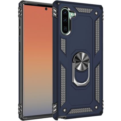Mobigear Armor Ring Samsung Galaxy Note 10 Funda Plástico rígido Carcasa Antigolpes con anillo - Azul
