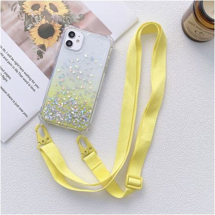 Mobigear Lanyard iPhone 13 Pro Max TPU flexível Capa com cordão - Amarelo