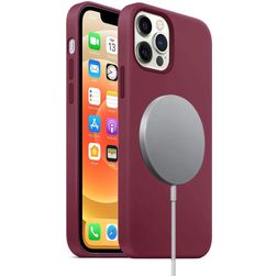 Mobigear Rubber Touch iPhone 12 Pro Silicona MagSafe Carcasa - Burdeos