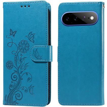 Mobigear Flowers Google Pixel 11 Pro XL Funda tipo libro Cartera - Azul