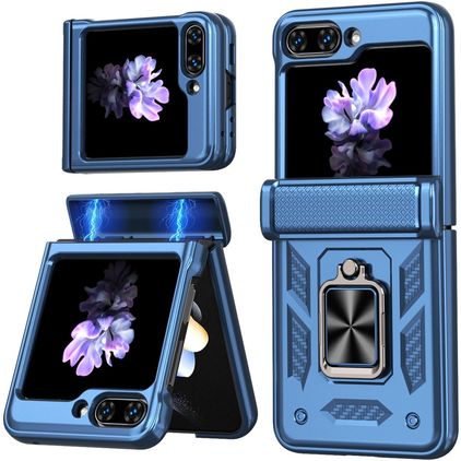 Mobigear Armor ring Samsung Galaxy Z Flip 6 Hårdt Bagsidecover Stødsikkert med ringholder - Blå