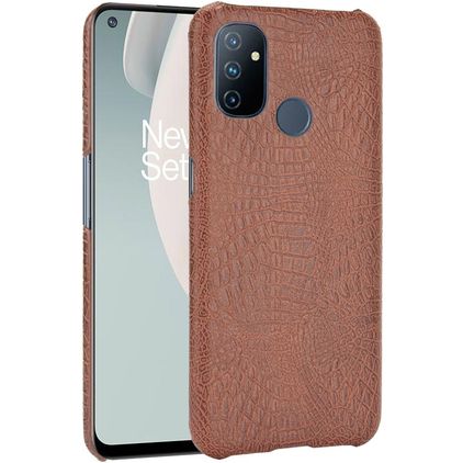 Mobigear Croco OnePlus Nord N100 Hardcase Etui plecki - Brązowy