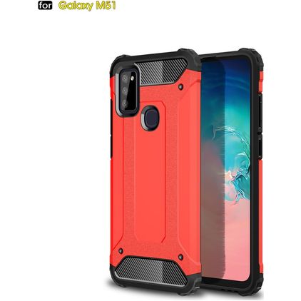 Mobigear Outdoor Samsung Galaxy M51 Funda Plástico rígido Carcasa Antigolpes - Rojo