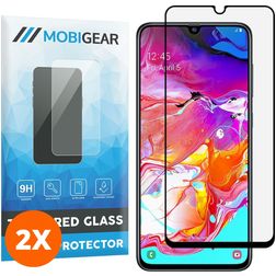 Mobigear Premium Samsung Galaxy A70 Vidro temperado Película de ecrã - Compatível com capas - Preto (Pack de 2)