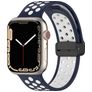 Mobigear Sport Plus Mag Silikon Apple Watch Armband Magnetlås - 42/41/40/38 mm - Vit / Marinblå