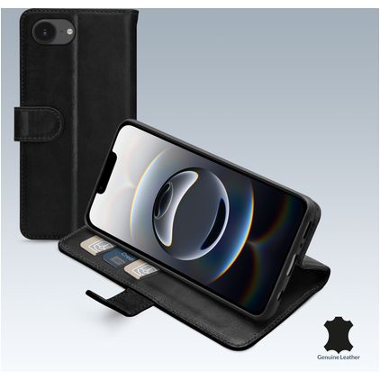 Mobilize Wallet iPhone 16e Aito nahka Lompakkokotelo + Setelitasku - Musta