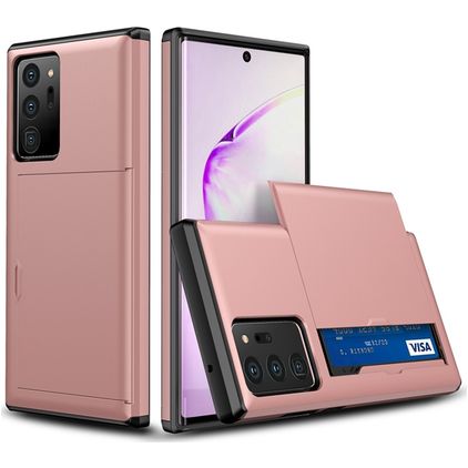 Mobigear Card Samsung Galaxy Note 20 Ultra Hard Case Back cover Shockproof with Card Holder - Rose Gold