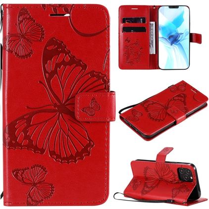 Mobigear Butterfly iPhone 12 Pro Cover a libro portafoglio - Rosso