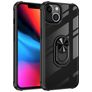 Mobigear Crystal Ring iPhone 14 Pro Hårdt Bagsidecover med ringholder - Gennemsigtig / Sort
