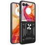 Mobigear Armor Ring Motorola Razr 50 Ultra Tvrdý plast Zadní kryt odolný proti nárazům s prstýnkem - Černá