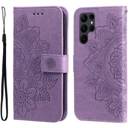 Mobigear Flowers Samsung Galaxy S23 Ultra Plånboksfodral med sedelfack - Lila