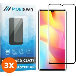 Mobigear Premium Xiaomi Mi Note 10 Lite Vidro temperado Película de ecrã - Compatível com capas - Preto (Pack de 3)