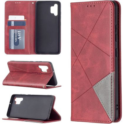 Mobigear Rhombus Slim Samsung Galaxy A32 4G Cover a libro - Rosso