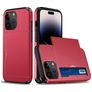 Mobigear Card iPhone 15 Pro Max Hard Case Back cover Shockproof with Card Holder - Red