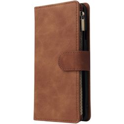 Mobigear Zipper OnePlus 8 Pro Funda tipo libro Cartera - Marrón