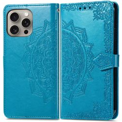 Mobigear Mandala iPhone 16 Lompakkokotelo + Setelitasku - Sininen