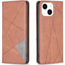 Mobigear Rhombus Slim iPhone 15 Capa livro - Castanho