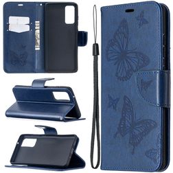 Mobigear Butterfly Samsung Galaxy S20 FE Lompakkokotelo + Setelitasku - Sininen