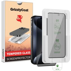 GrizzlyCoat AlignPro AntiSpy iPhone 15 Plus Tempered Glass Screen Protector Privacy - Case Friendly + Installation Frame