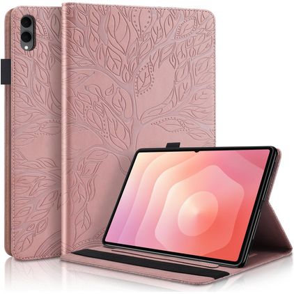 Mobigear Tree Samsung Galaxy Tab S11 Ultra Wallet case + Stylus Holder - Rose Gold