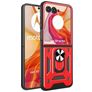 Mobigear Armor Ring Motorola Razr 50 Ultra Tvrdý plast Zadní kryt odolný proti nárazům s prstýnkem - Červená
