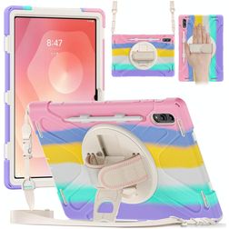 Mobigear SureGrip XGuard Samsung Galaxy Tab S11 Ultra Case Plastic / Silicone Back cover + Stylus Holder + Shoulder Strap + Stand - Colourful