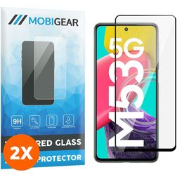 Mobigear Premium Samsung Galaxy M53 Vidro temperado Película de ecrã - Compatível com capas - Preto (Pack de 2)