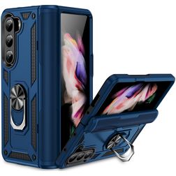 Mobigear Armor Ring Samsung Galaxy Z Fold 5 Plástico rígido Capa traseira Antichoque com anel - Azul