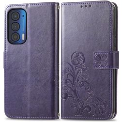 Mobigear Clover Motorola Edge (2021) Pungetui med Seddelrum - Lilla