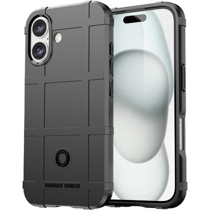 Mobigear Rugged Shield iPhone 16 TPU flexível Capa traseira Antichoque - Preto