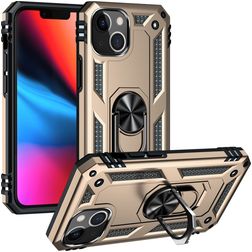 Mobigear Armor Ring iPhone 14 Plus Plástico rígido Capa traseira Antichoque com anel - Dourado
