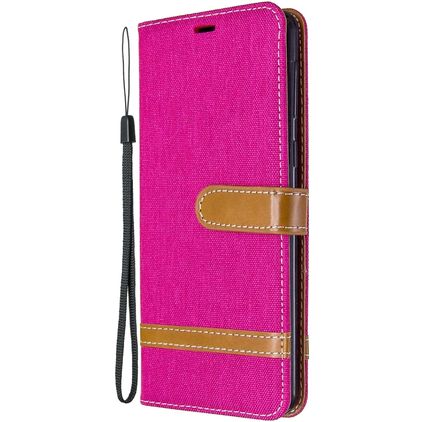 Mobigear Fabric Samsung Galaxy A21 Fabric Wallet case - Magenta