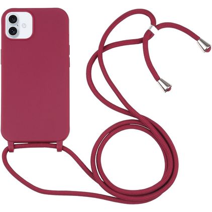 Mobigear Lanyard iPhone 16 Plus Silikon Skal med rem - Röd